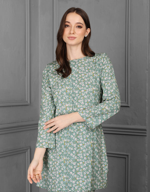 BAJU KURUNG PAHANG MODEN MADELEINE (GREY MINT)